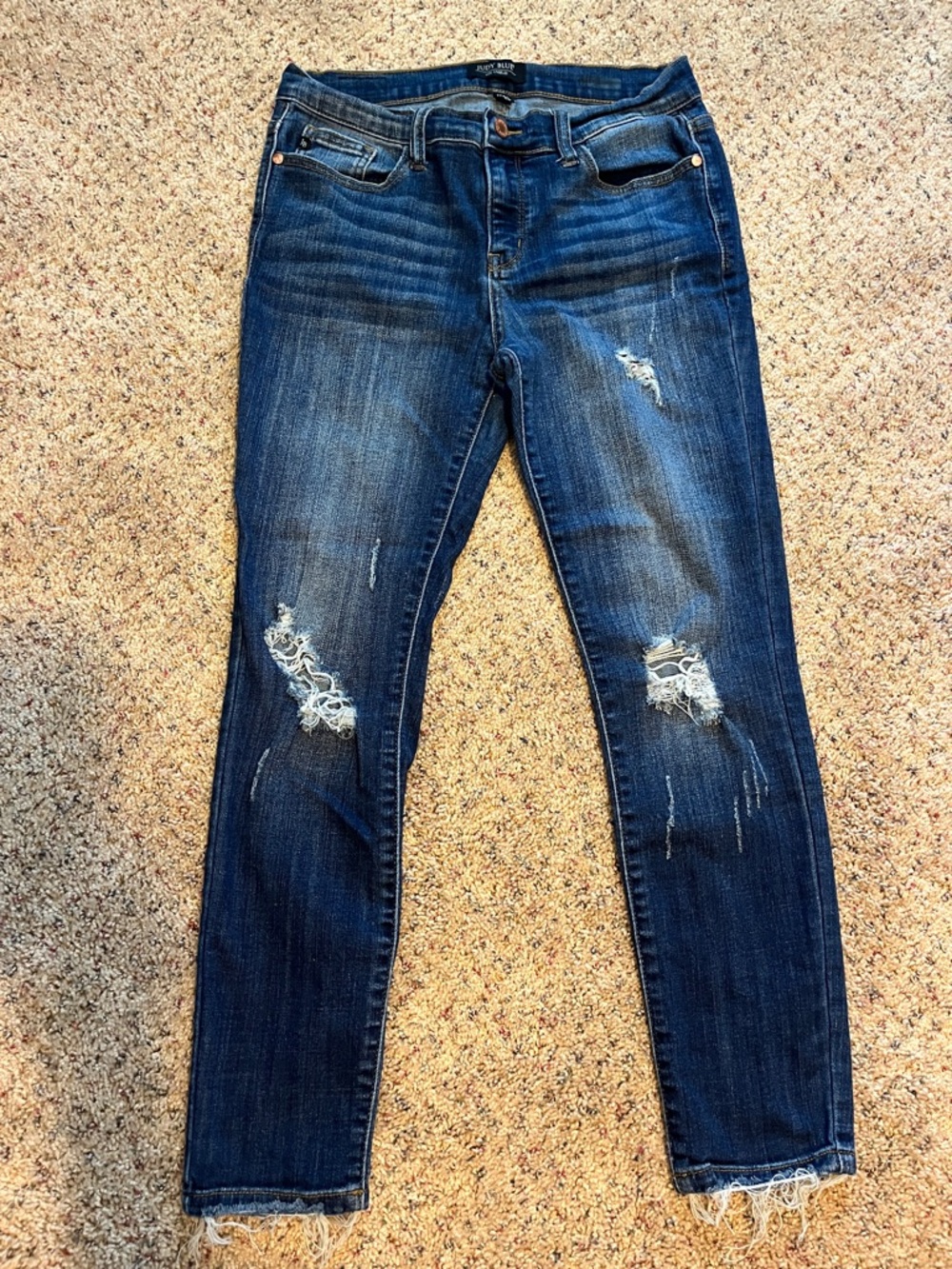 Judy Blue Distressed Skinny Jeans - Dark Blue Size 11/30